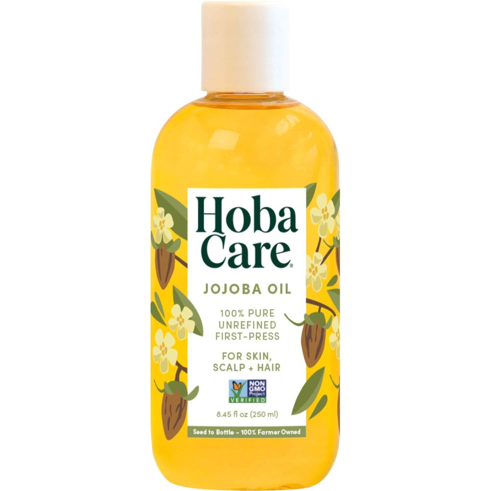 HobaCare Jojoba Oil for Hair, Skin, Face, Body, Scalp, Nails, Beard Care, Massage - 100% Pure Unrefined Natural Carrier Oil - Moisturizing, Vegan, Cruelty-Free, Hexane Free (8.45 oz)