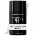 Toppik Hair Building Fibers, White, 12g Fill In Fine or Thinning Hair, Instantly Thicker, Fuller Looking, 9 Shades for Men & Women, Keratin Protein Formula