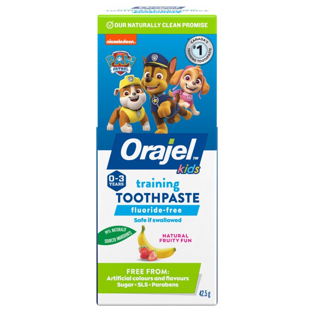 Orajel Kids Paw Patrol Fluoride-Free Training Toothpaste, Natural Fruity Fun Flavor, 1 Pediatrician Recommended , 1.5oz Tube