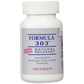 Dee Cee Labs Formula 303 Maximum Strength All-Natural Relaxant Tablets, 250 Tablets; All-Natural Relaxant containing Magnesium for Sore Muscles, Passion Flower, and Valerian Root