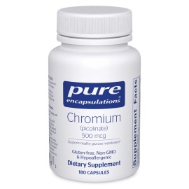 Pure Encapsulations Chromium (Picolinate) 500 mcg - for Lipid & Carbohydrate Metabolism* - Mineral Supplement - Superior Absorption Chromium Supplement - Vegan & Gluten Free - 180 Capsules