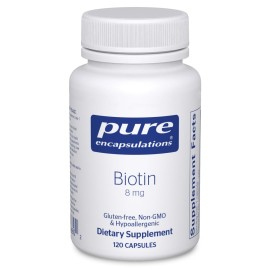 Pure Encapsulations Biotin 8 mg - B Vitamin Supplement to Aid Stress Relief, Hair, Skin & Nail Strengthening, Metabolism, Carbohydrate Support & Nervous System* - with Premium Biotin - 120 Capsules