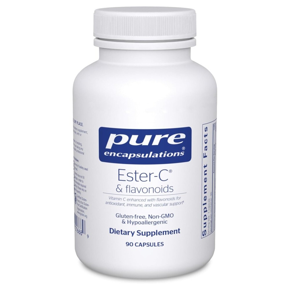 Pure Encapsulations Ester-C & Flavonoids - Vitamin C Supplement for Antioxidants - Immune & Vascular Support* with Calcium & Rutin - Gentle on Digestion - Vegan & Non-GMO - 90 Capsules
