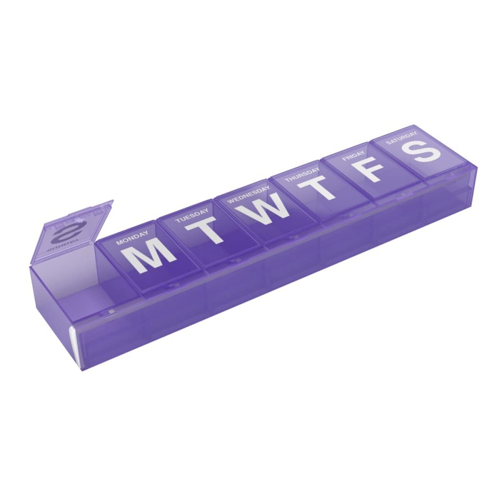 EZY DOSE Weekly (7-Day) Pill Planner, Medicine Case, Vitamin Organizer Box, 2X-Large Locking Compartments to Secure Prescription Medication and Prevent Accidental Spilling, Color May Vary, BPA Free