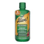 Nature\'s Way Alive! Max Potency Complete Liquid Multivitamin for Women and Men with Antioxidant Beta Carotene, Vitamins C & E and Food-Based Blends, Citrus Flavored, 30.4 Fl Oz
