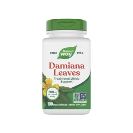 Nature\'s Way Damiana Leaves, Traditional Libido Support*, 600 mg per 2-Capsule Serving, Non-GMO Project Verified, Vegan, 100 Capsules (Packaging May Vary)