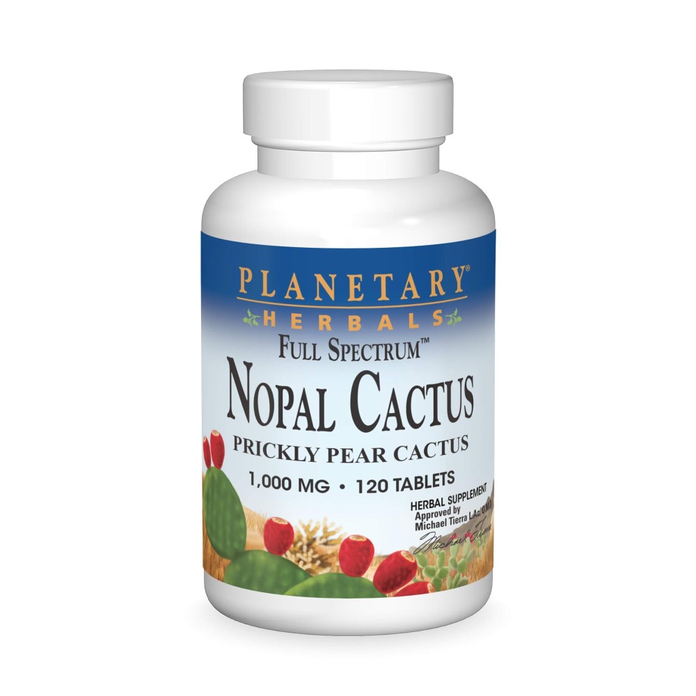 Planetary Herbals Full Spectrum Nopal Cactus, Prickly Pear Cactus, 1000 mg, with Prickley Pear Leaf - 120 Tablets
