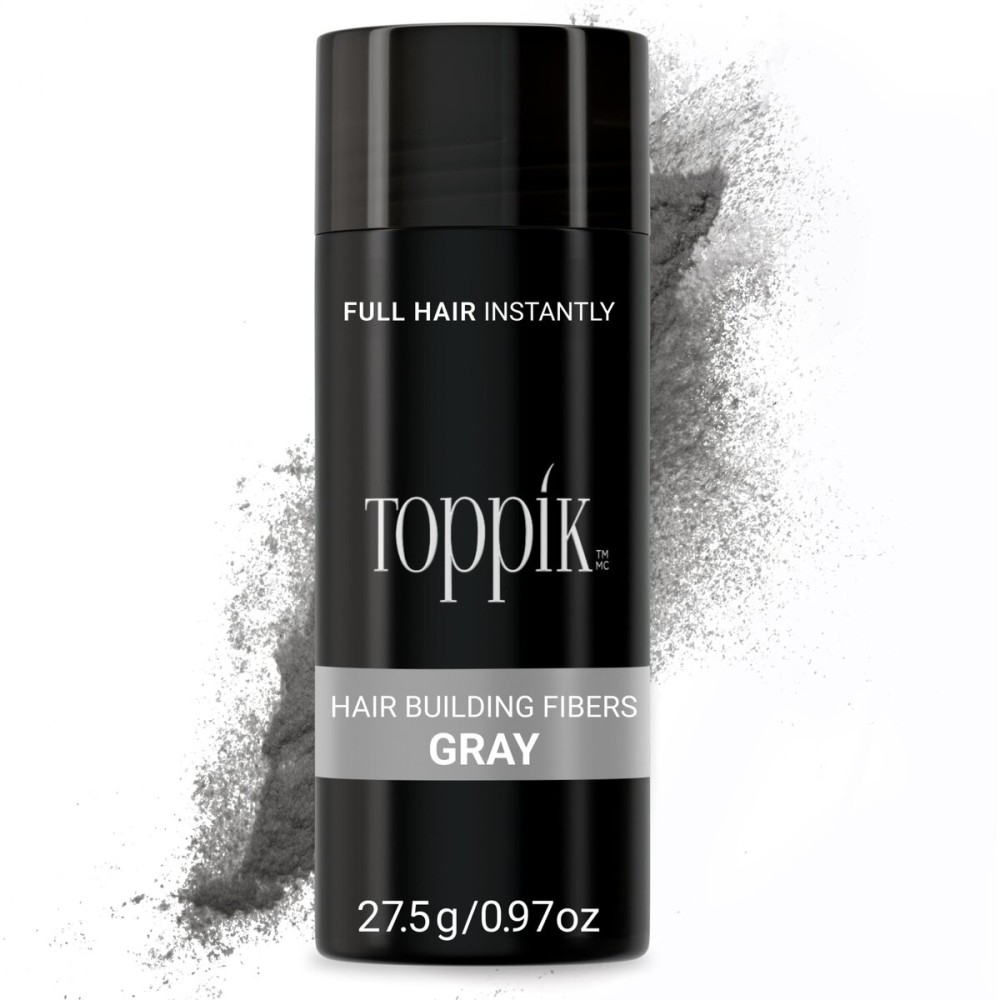 Toppik Hair Building Fibers, Gray, 27.5g Fill In Fine or Thinning Hair, Instantly Thicker, Fuller Looking, 9 Shades for Men & Women, Keratin Protein Formula