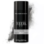 Toppik Hair Building Fibers, Gray, 27.5g Fill In Fine or Thinning Hair, Instantly Thicker, Fuller Looking, 9 Shades for Men & Women, Keratin Protein Formula