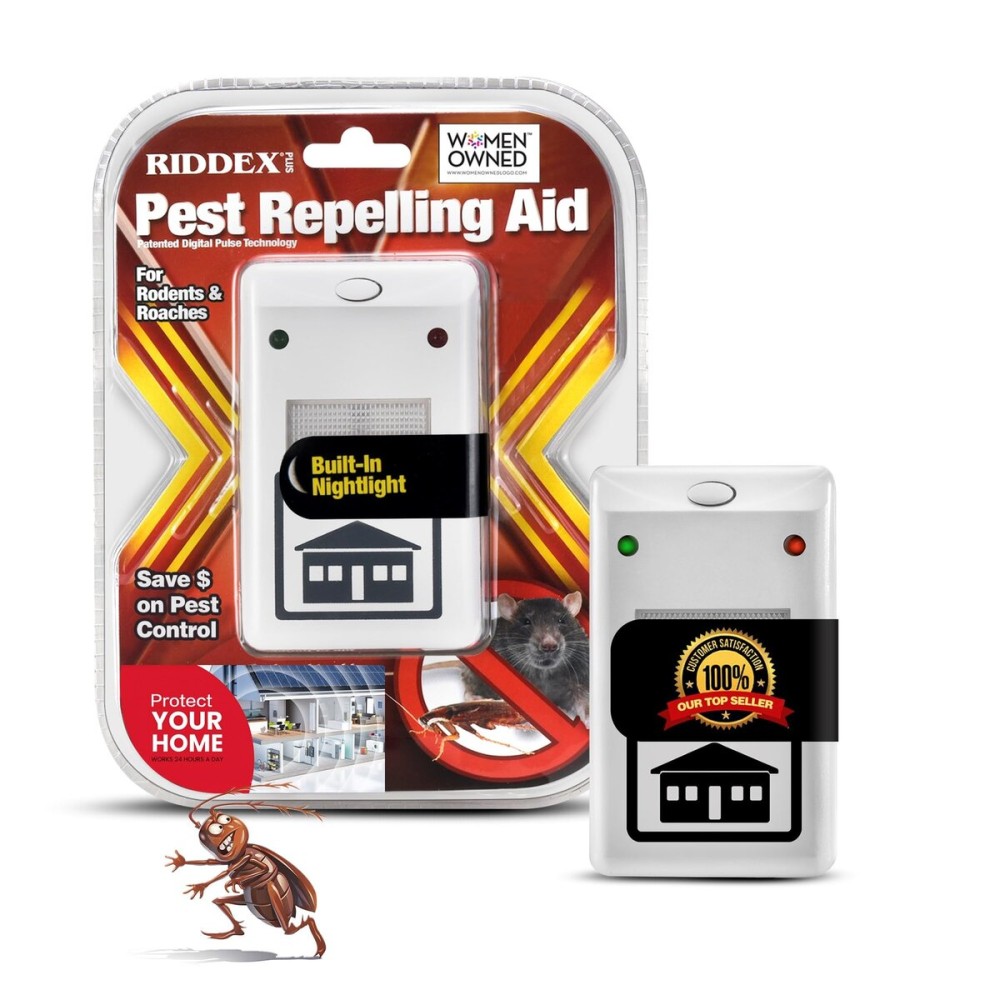 RIDDEX Plus Insect Repellent | Plug in, Mouse Deterrent - Pest Control for Defense Against Rats, Mice, Roaches, Bugs and Insects | Control Pests with No Toxins | White