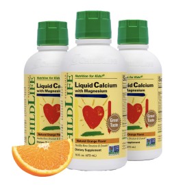 ChildLife Essentials Liquid Calcium Supplement for Kids - Baby Calcium with Magnesium, Zinc, and Vitamin D3 - Orange Flavor, 16 fl oz (3 Pack)