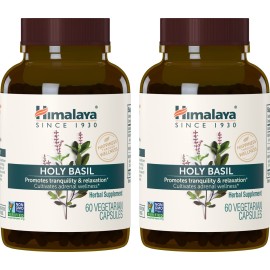 Himalaya Holy Basil, 60 Day Supply - Herbal Adrenal Support for Stress Relief, Relaxation, Energy Support and Occasional Sleeplessness - Vegan, Non-GMO, Gluten Free, 720 mg, 60 Capsules, Pack of 2