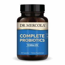 Dr. Mercola Complete Probiotics - 70 Billion CFU - Supports Immune, Digestive & Gut Health - Features 10 Strains - Shelf Stable - GMO-Free, Gluten-Free & Soy-Free - 30 Capsules (30 Servings)