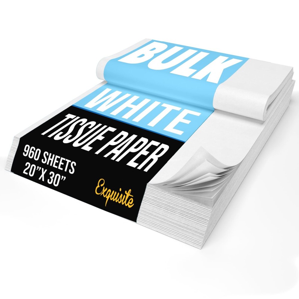 Crown Display White Tissue Paper for Gift Bags White Tissue Paper Bulk - 960 Sheets 20 X 30 10lb Newsprint for Packing, Birthday Gift Box Filler, Packing Supplies for Moving Supplies