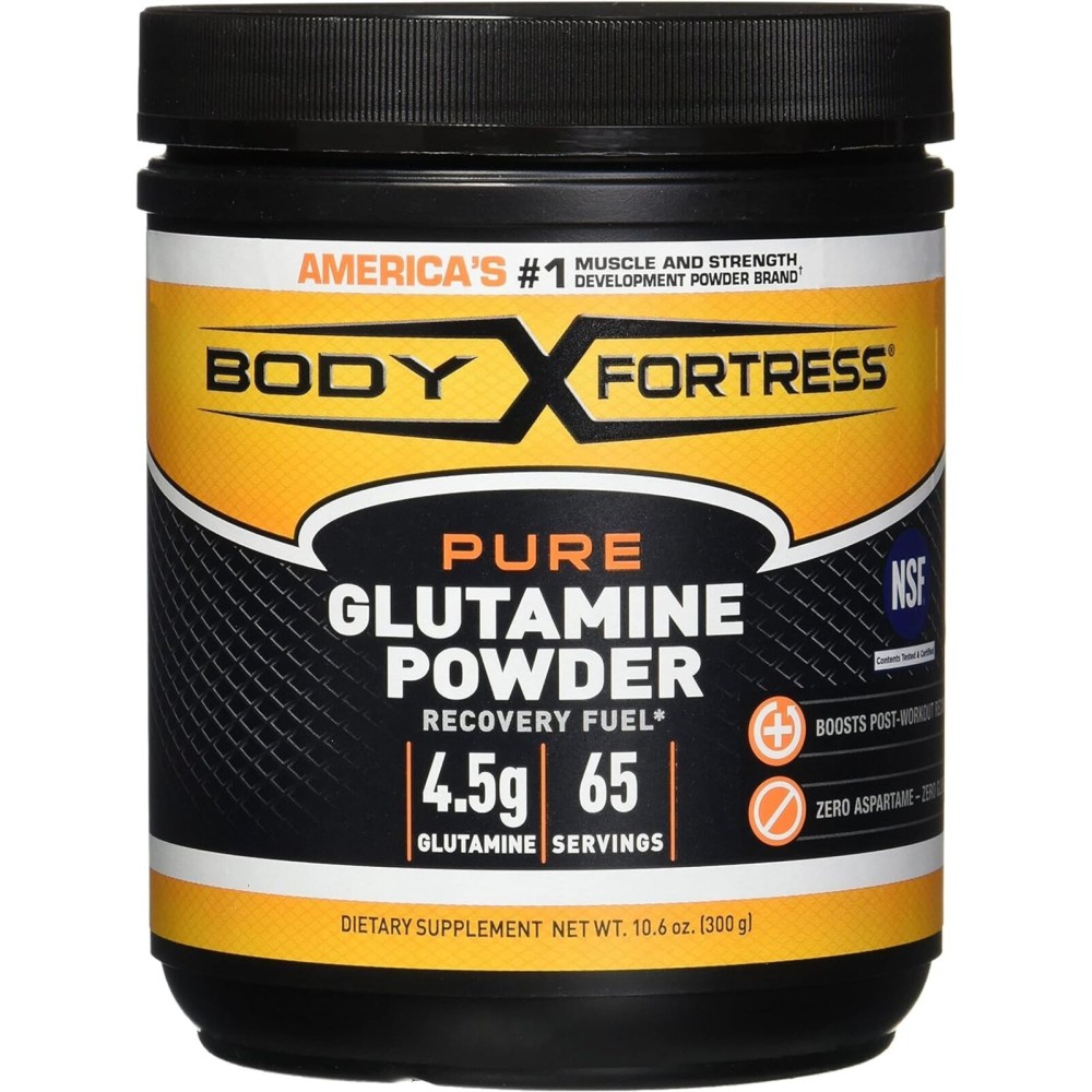 Body Fortress 100% Pure Glutamine Powder, 300g Jar (1ct), Nutrient Replenishment Powder for Post-Workout Recovery Glutamine Supplement