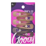 Goody Snap & Go Metal Contour Clips, 6 Count, Brunette, Snap Clips, Suitable for All Hair Types, Pain-Free Hair Accessories for Women, Men, and Kids, All Day Comfort