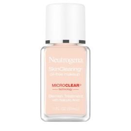 Neutrogena SkinClearing Oil-Free Acne and Blemish Fighting Liquid Foundation with.5% Salicylic Acid Acne Medicine, Shine Controlling Makeup for Acne Prone Skin, 20 Natural Ivory, 1 fl. oz