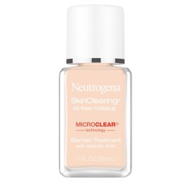 Neutrogena SkinClearing Oil-Free Acne and Blemish Fighting Liquid Foundation with.5% Salicylic Acid Acne Medicine, Shine Controlling Makeup for Acne Prone Skin, 10 Classic Ivory, 1 fl. oz