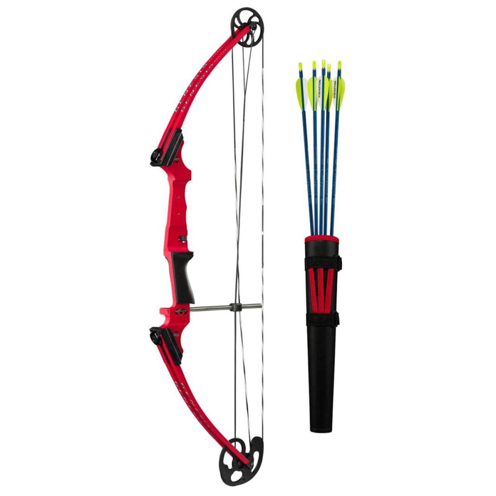 Genesis Original Compound Bow & Arrow Kit- Adjustable Riser, 15-30 Draw Length, 10-20 lb Draw Weight, All Skill Levels, Draw Hand - Left, Red