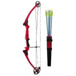 Genesis Original Compound Bow & Arrow Kit- Adjustable Riser, 15-30 Draw Length, 10-20 lb Draw Weight, All Skill Levels, Draw Hand - Left, Red