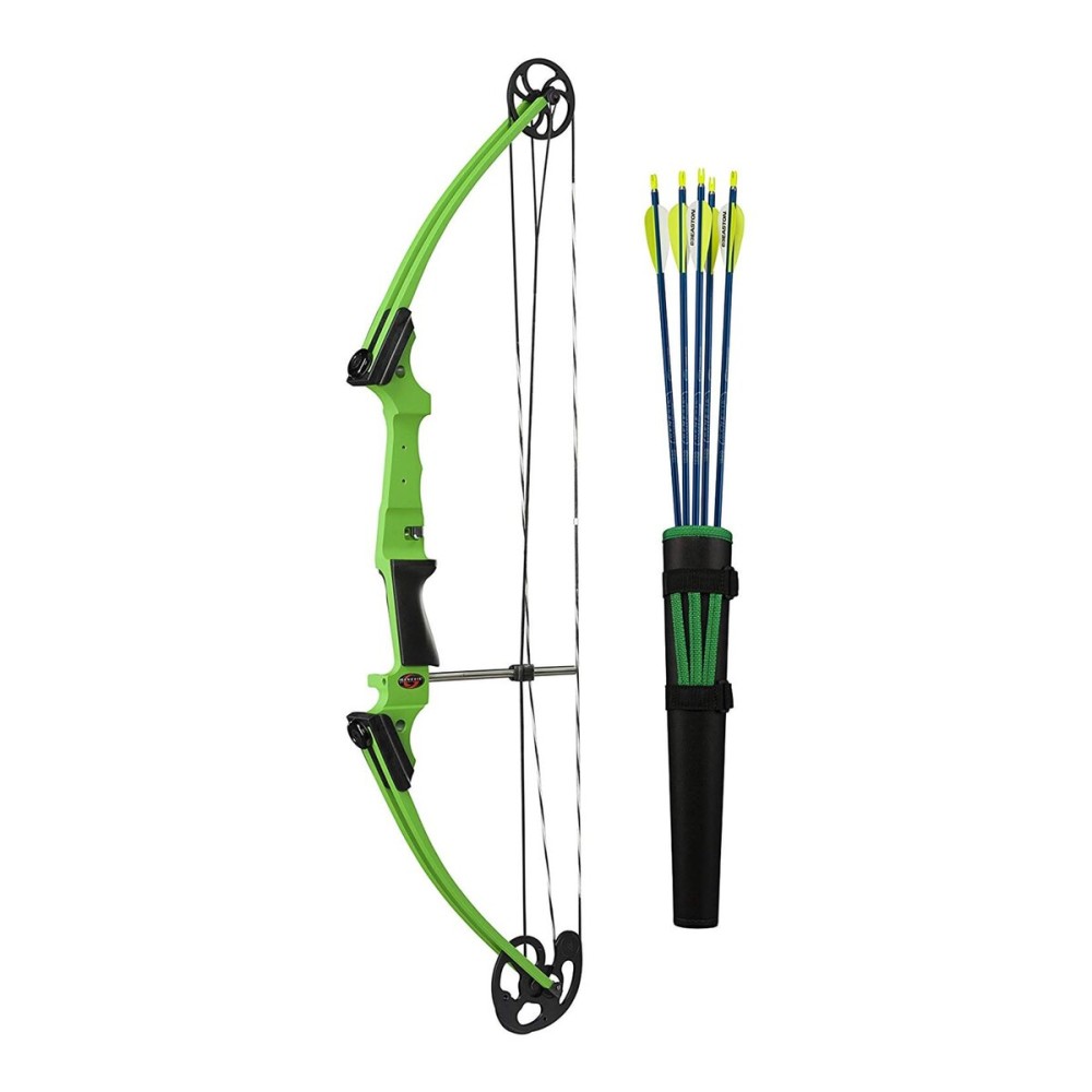 Genesis Original Compound Bow & Arrow Kit- Adjustable Riser, 15-30 Draw Length, 10-20 lb Draw Weight, All Skill Levels, Draw Hand - Left, Green