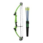 Genesis Original Compound Bow & Arrow Kit- Adjustable Riser, 15-30 Draw Length, 10-20 lb Draw Weight, All Skill Levels, Draw Hand - Left, Green
