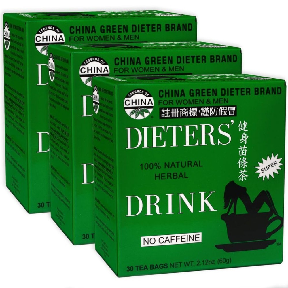 Uncle Lees Senna Tea 3-Pack - Green Dieters Drink, Caffeine-Free 100% Natural Herbal Detox & Digestive Support, 30 Ct Each