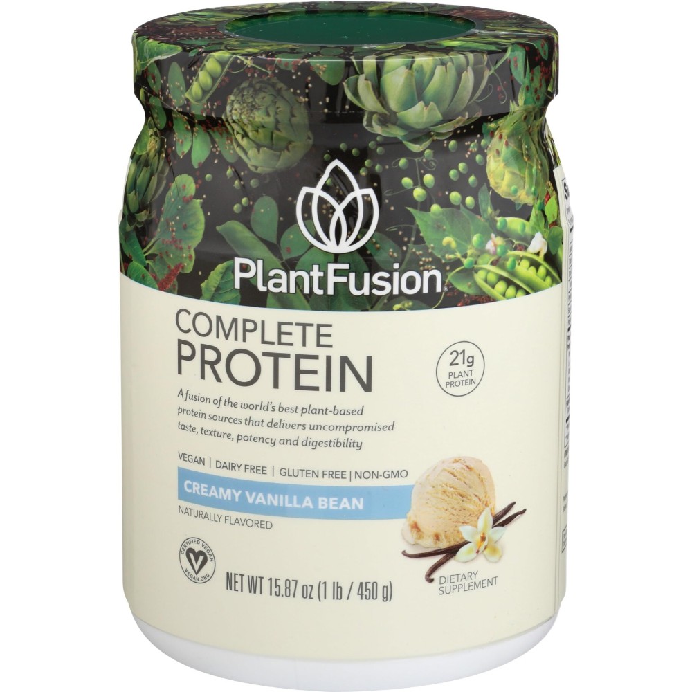 PlantFusion Complete Vegan Protein Powder - Plant Based Protein Powder With BCAAs, Digestive Enzymes and Pea Protein - Keto, Gluten Free, Soy Free, Non-Dairy, No Sugar, Non-GMO - Vanilla Bean 1 lb