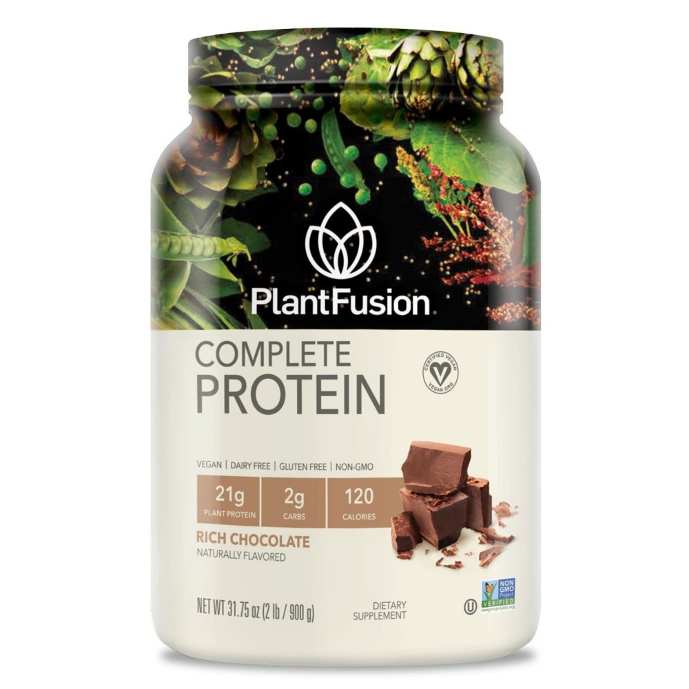 PlantFusion Complete Vegan Protein Powder - Plant Based With BCAAs, Digestive Enzymes and Pea Protein - Keto, Gluten Free, Soy Free, Non-Dairy, No Sugar, Non-GMO - Chocolate 2 lb