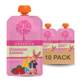 Pumpkin Tree Peter Rabbit Organics Strawberry and Banana Pure Fruit Snack, 4 Ounce (Pack of 10)