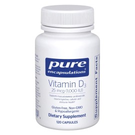 Pure Encapsulations Vitamin D3 25 mcg (1,000 IU) - Supplement to Support Bone, Joint, Breast, Heart, Colon & Immune Health - with Premium Vitamin D - 120 Capsules