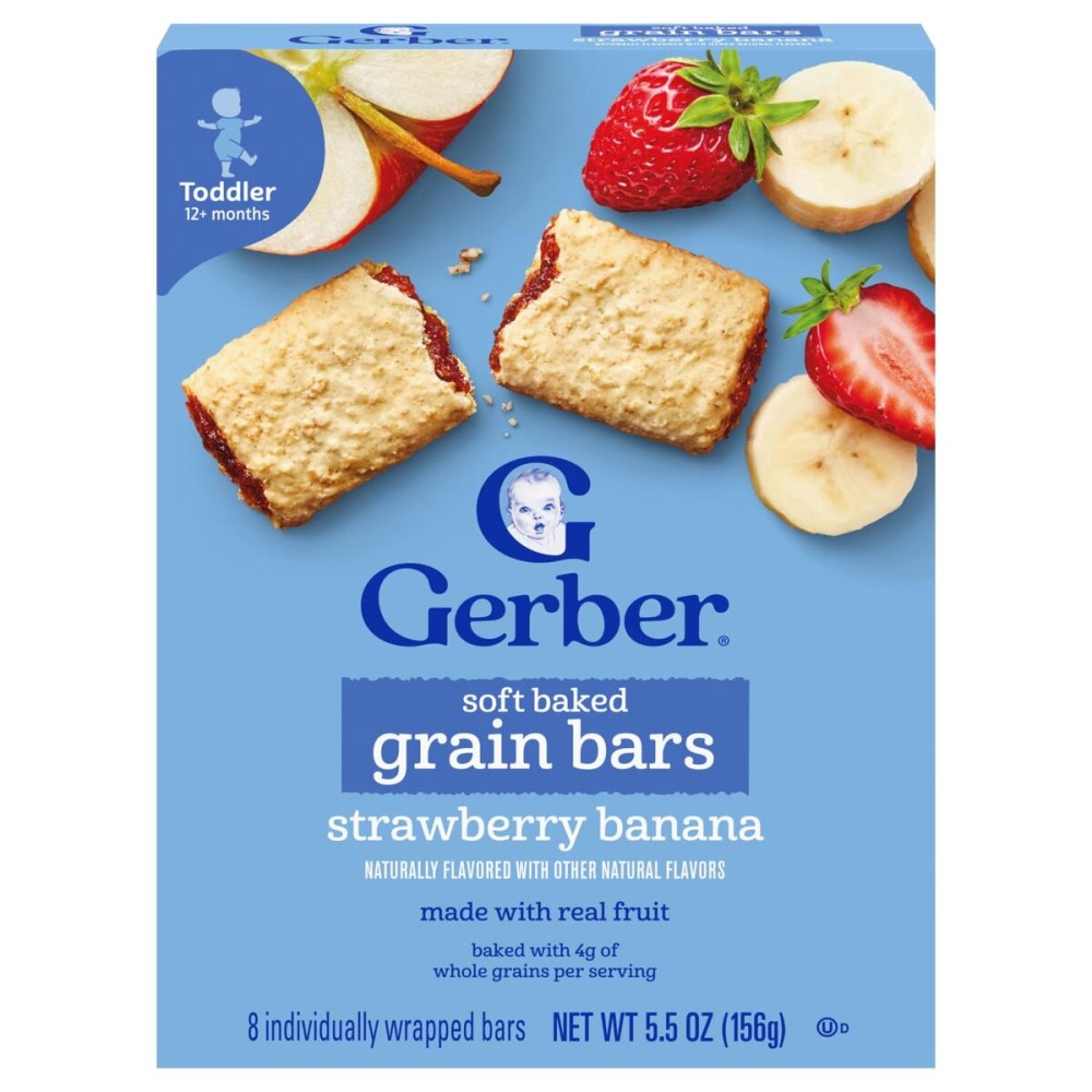 Gerber Soft Baked Grain Bars, Strawberry Banana, Toddler Snacks