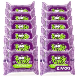 Saline Nose Wipes by Boogie, for Baby & Kids, Face, Hand & Body, FSA/HSA Eligible, Made with Vitamin E, Aloe, and Natural Saline, Grape Scent, 30 Count (Pack of 12)