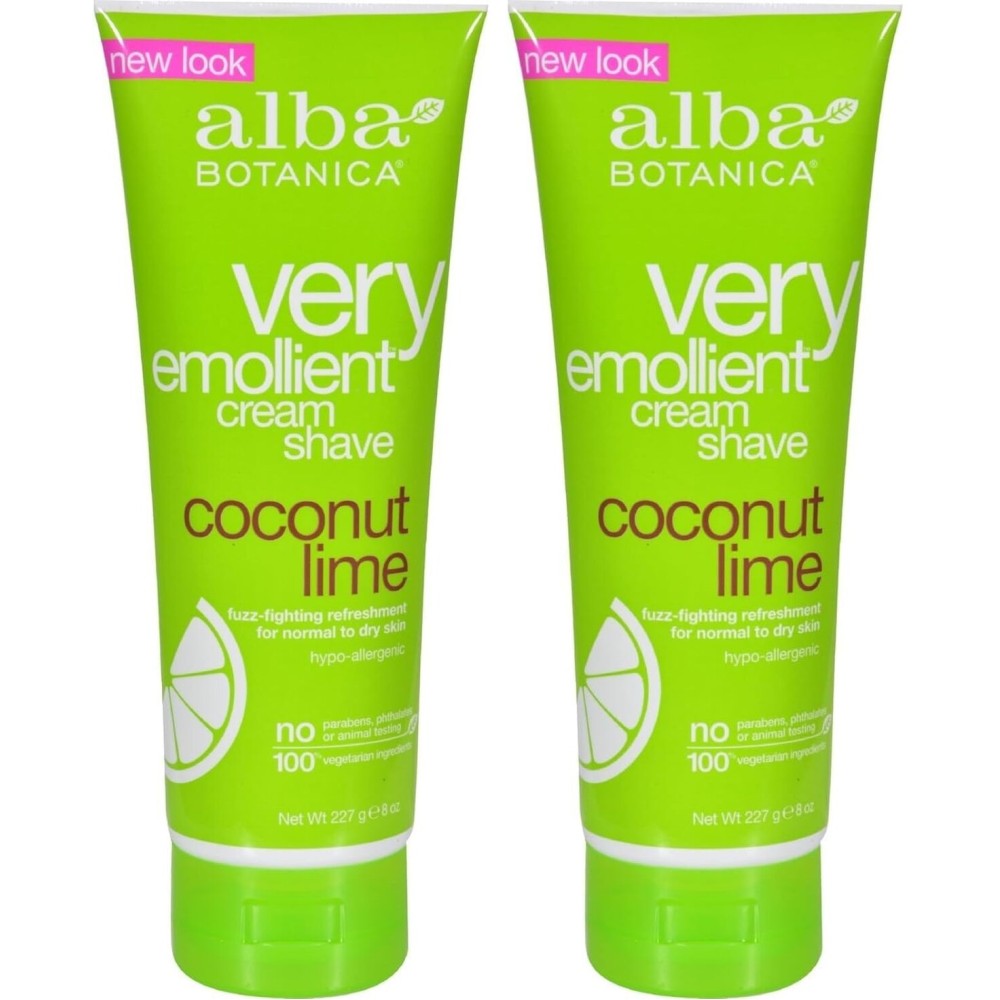 Alba Botanica Very Emollient Shave Cream Coconut Lime 8 oz (2-packs)