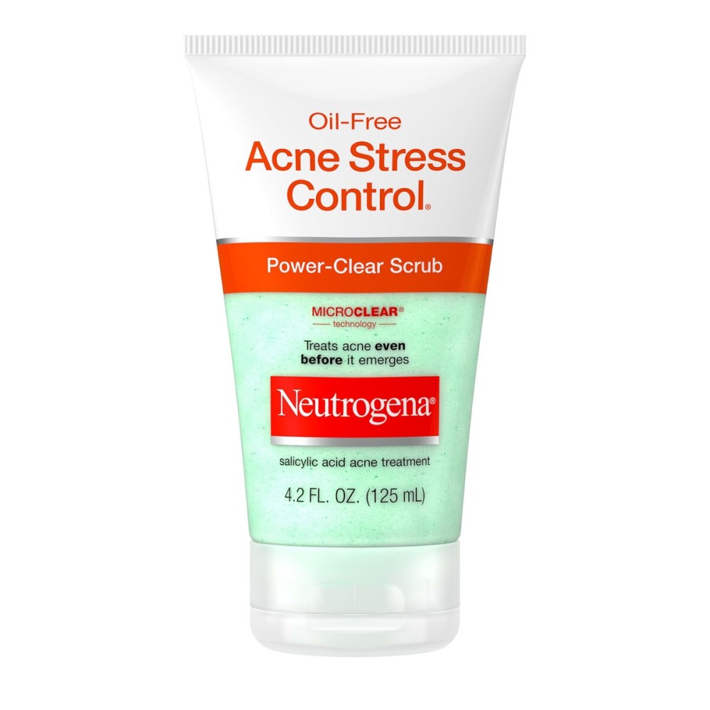 Neutrogena Oil-Free Acne Stress Control Power-Clear Scrub, 2% Salicylic Acid for Acne-Prone Skin, Exfoliating Daily Facial Scrub, 4.2 fl. oz
