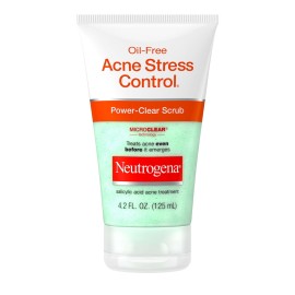 Neutrogena Oil-Free Acne Stress Control Power-Clear Scrub, 2% Salicylic Acid for Acne-Prone Skin, Exfoliating Daily Facial Scrub, 4.2 fl. oz