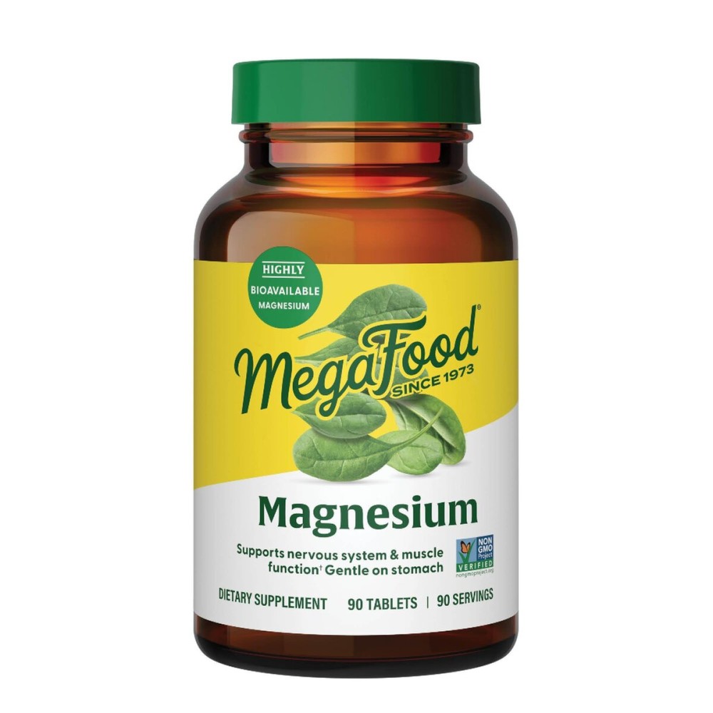 Megafood Magnesium Supplement with Fermented Magnesium Glycinate - Chelated - Supports Heart & Nervous System - Vegan Gluten-Free Non-GMO Kosher - Made Without 9 Food Allergens - 90 Tablets