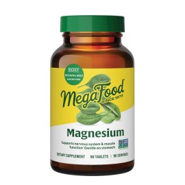 Megafood Magnesium Supplement with Fermented Magnesium Glycinate - Chelated - Supports Heart & Nervous System - Vegan Gluten-Free Non-GMO Kosher - Made Without 9 Food Allergens - 90 Tablets