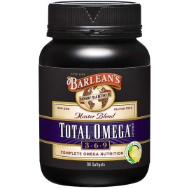 Barlean\'s Total Omega 3 6 9 Softgels, Blended Fish Oil Supplement with Borage and Flaxseed Oil, 1,000 mg Omegas ALA, EPA, DHA and GLA for Joint Support Supplements and Heart Health, 90 Count