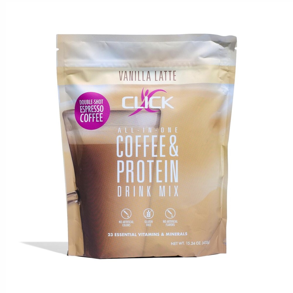 Click Coffee Protein Powder | Double Shot Espresso | 16g Protein | 23 Essential Vitamins | Low Calorie Meal Replacement | 150mg Caffeine | Gluten Free | No Artificial Flavors or Colors | Vanilla