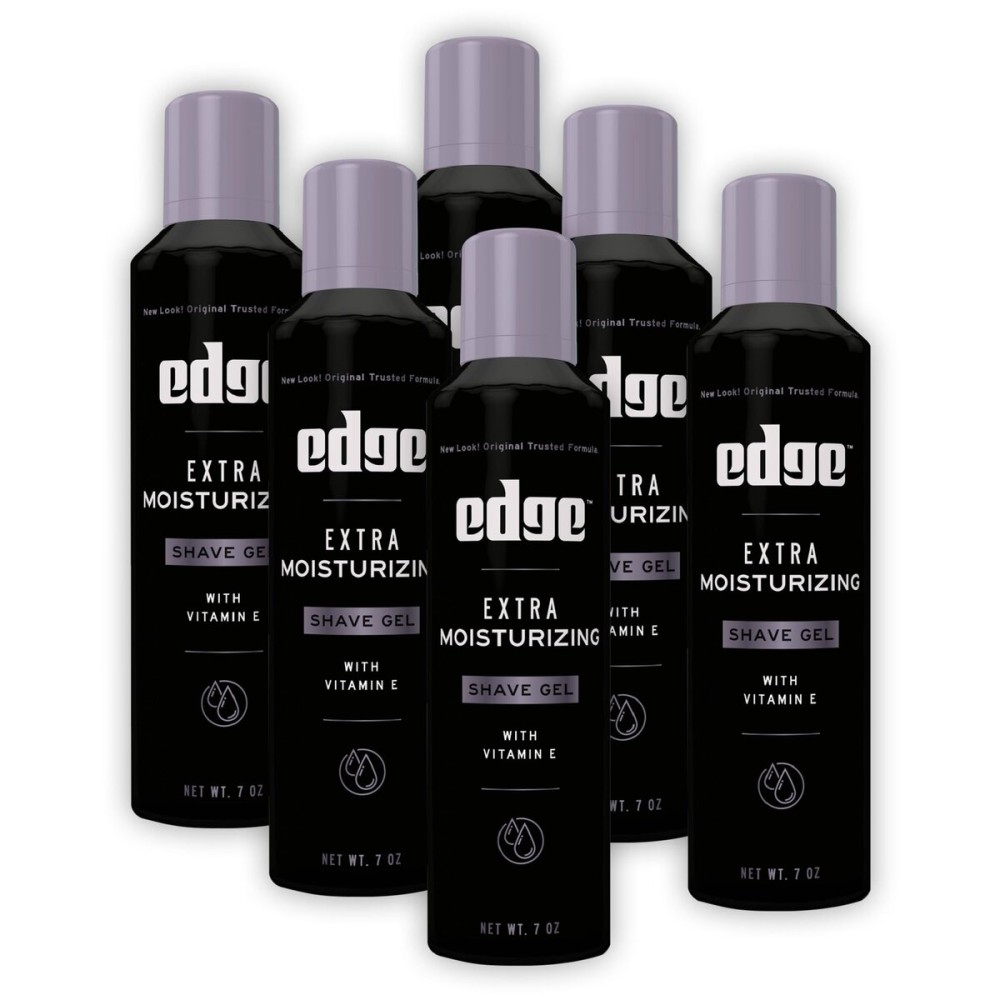 Edge Shaving Gel for Men, Extra Moisturizing with Vitamin E, (6 Pack) - Shave Gel For Men That Moisturizes, Protects and Soothes To Help Reduce Skin Irritation