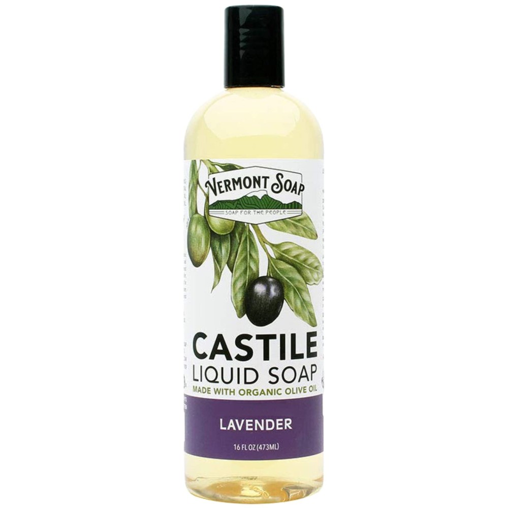 Vermont Castile Soap Lavender, Gentle Liquid Soap for Sensitive Skin & Natural Body Wash, Organic Hair Shampoo for Oily Hair, Aloe Castile for Men & Women - 16 Oz