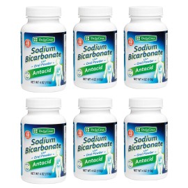 De La Cruz Pure Sodium Bicarbonate Powder - Baking Soda & Baking Powder Aluminium free Antacid for Heartburn & Indigestion - Packed in USA - 4 OZ. (6 Bottles)