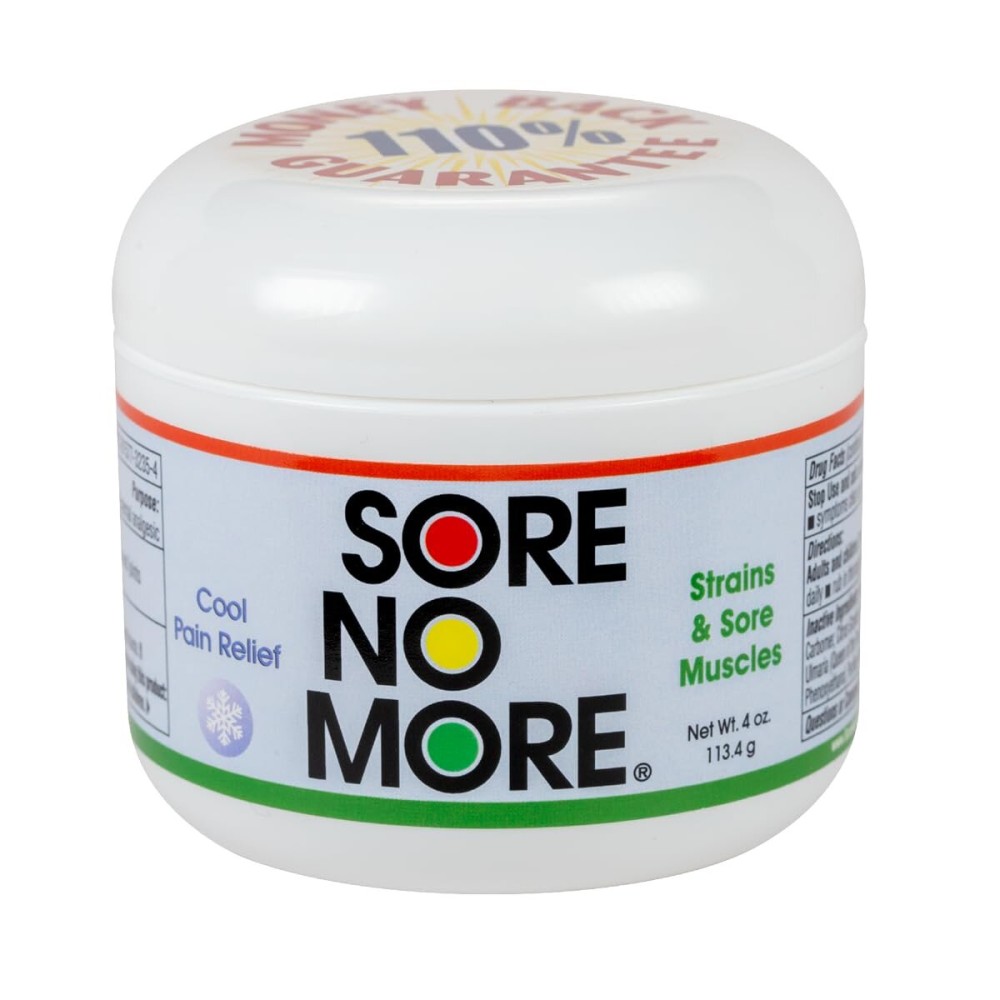 Sore No More Cool Relieving Gel for Aches & Pains in Muscles & Joints associated with Strains, Bruises & Sprains | Absorbs Quickly with a Refreshing Lemon Aroma | 4 oz Jar