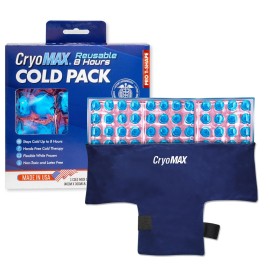 CryoMAX Reusable Cold Pack - 8-Hour Long-Lasting Cold Therapy Ice Pack, Adjustable Wearable Compress Straps, Best for Pain Relief, Injuries, Hip Surgery Swelling, and Migraines - T-Shape (1 Count)