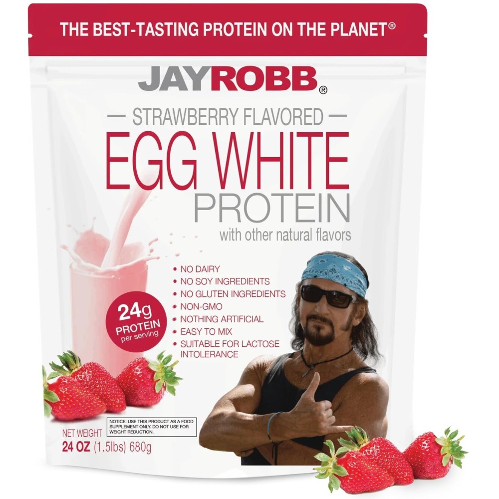 JAYROBB Strawberry Egg White Protein 24 oz, 1.5 Pound Bag