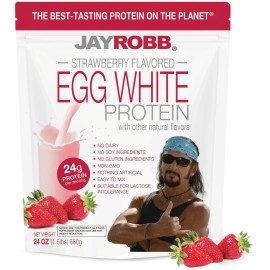 JAYROBB Strawberry Egg White Protein 24 oz, 1.5 Pound Bag