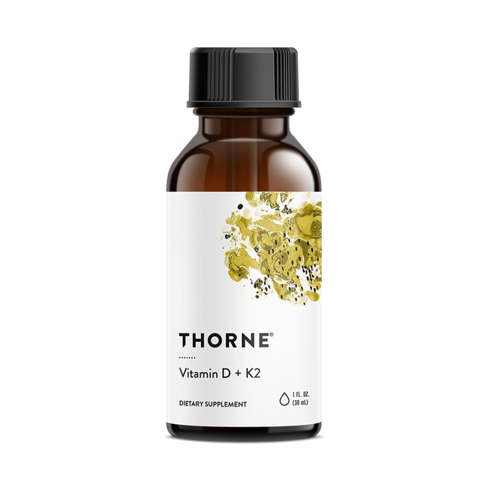 THORNE - Vitamin D + K2 Liquid with a Metered Dispenser - Vitamins D3 & K2 to Support Healthy Bones & Muscles* - 1 Fl Oz (30 ml) - 600 Servings