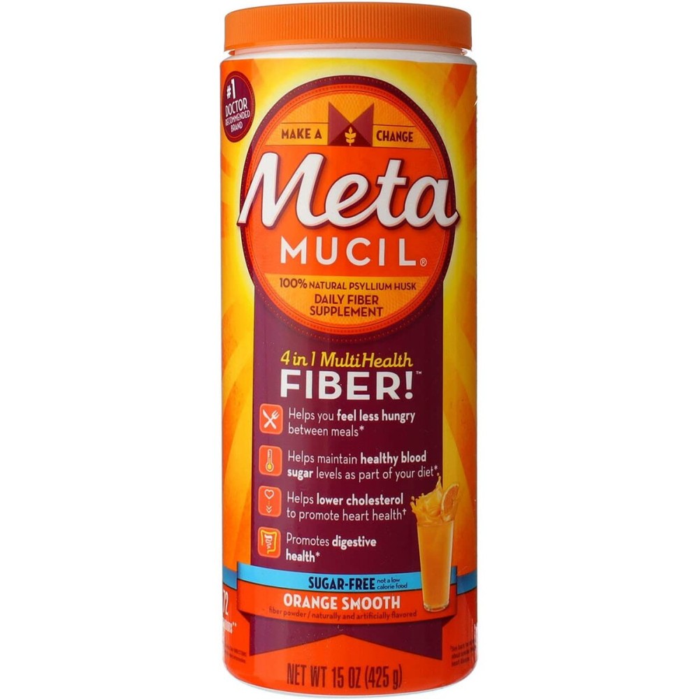 Metamucil Multi-Health Fiber by Meta, Berry Smooth Sugar Free 72 Teaspoons 15 Ounce (Pack of 2)