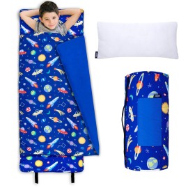 Wildkin Kids Original Nap Mat - Cozy Kids Sleep Mat with Pillow, Ideal for School & Travel - Out of This World